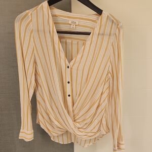Yellow Striped Stylish Top M